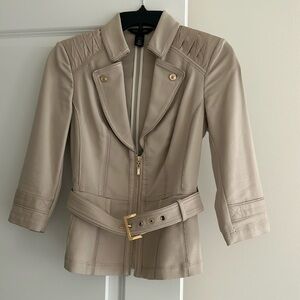 WHBM 3/4 Sleeve Khaki/Beige Belted Jacket/Blazer. Size 0